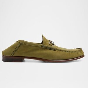 Gucci Women's Green Horsebit 1953 Suede Loafers